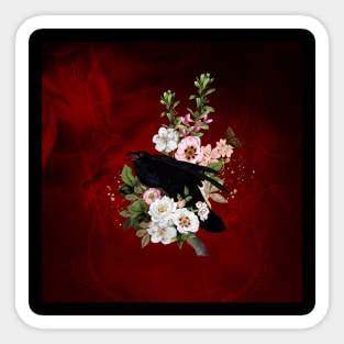 Crow with flowers Sticker